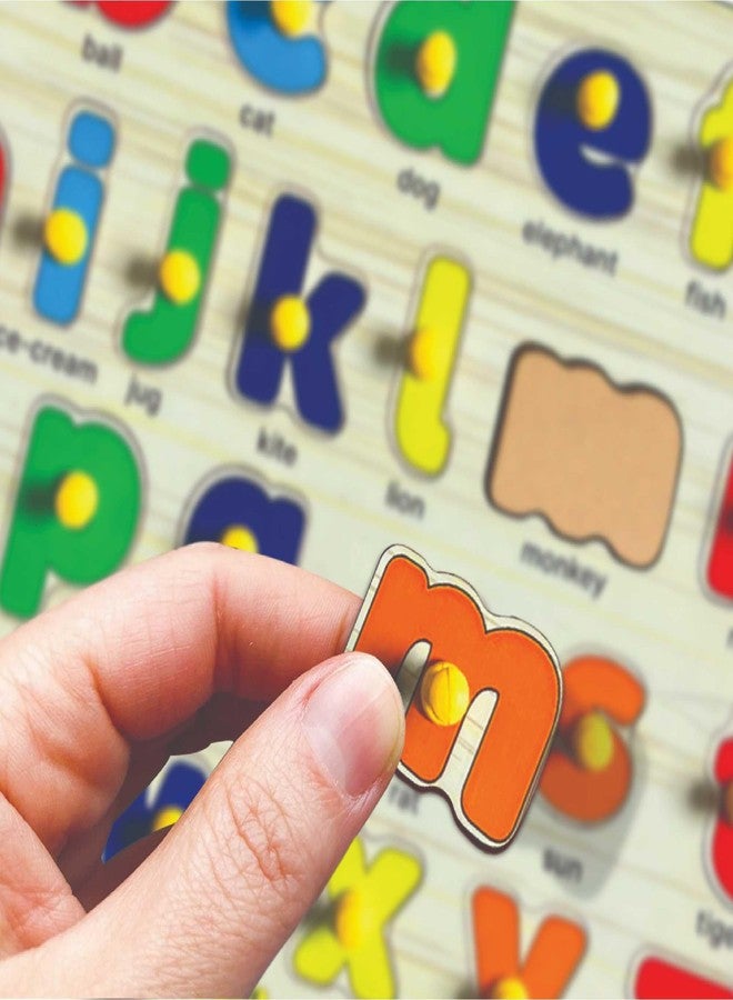YaYplay Yay Play Small ABCD Knob and Pegged Puzzle for Kids 2+ Years, Preschool Learning Educational Wooden Small Letter Alphabets Board - Image 3